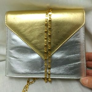Dawli Gold and Silver Genuine Leather Bag